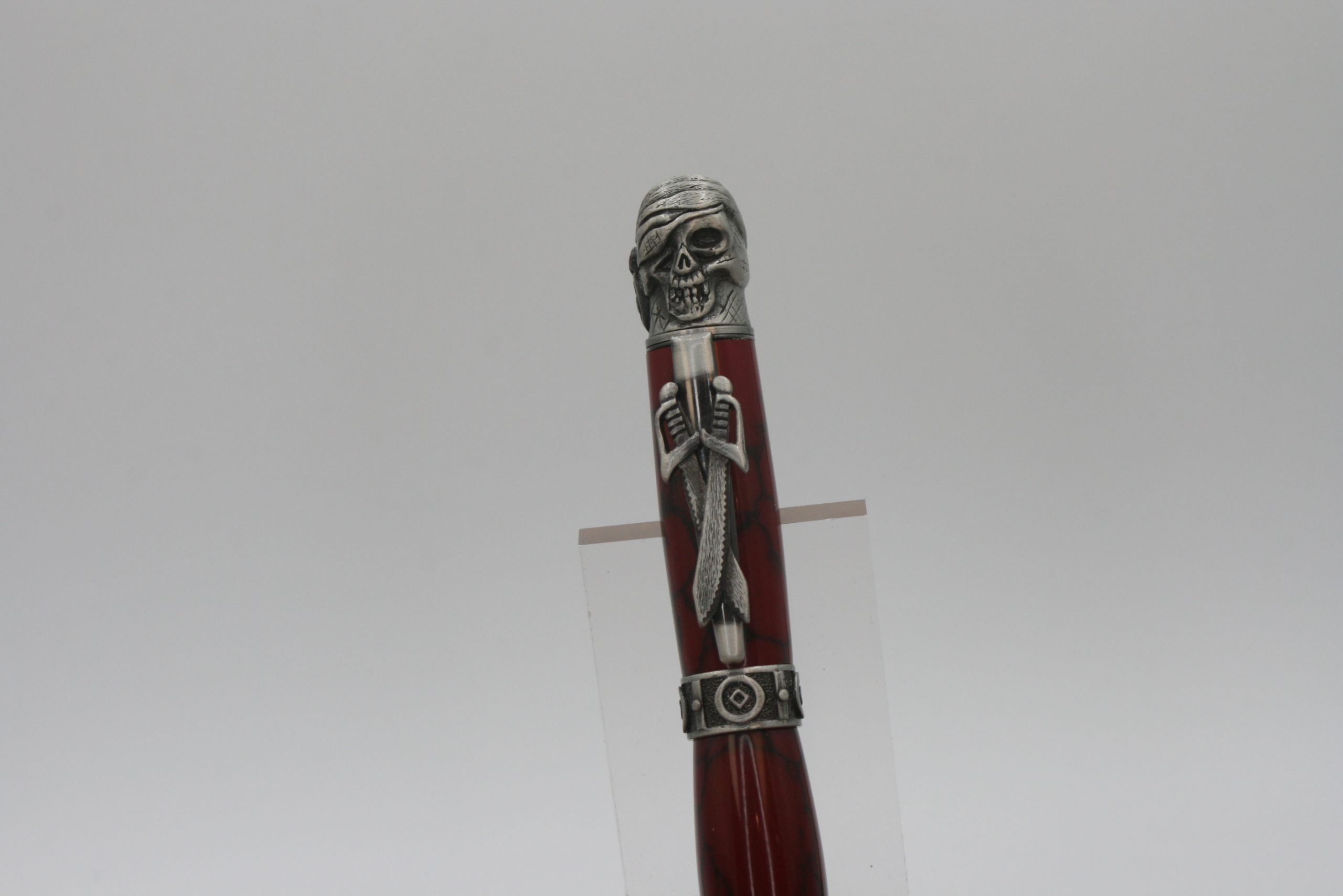 Crimson Corsair Rollerball Pen – Antique Pewter Pirate Design with Fiery Red Stone Look for a Bold, Legendary Writing Experience - Image 5