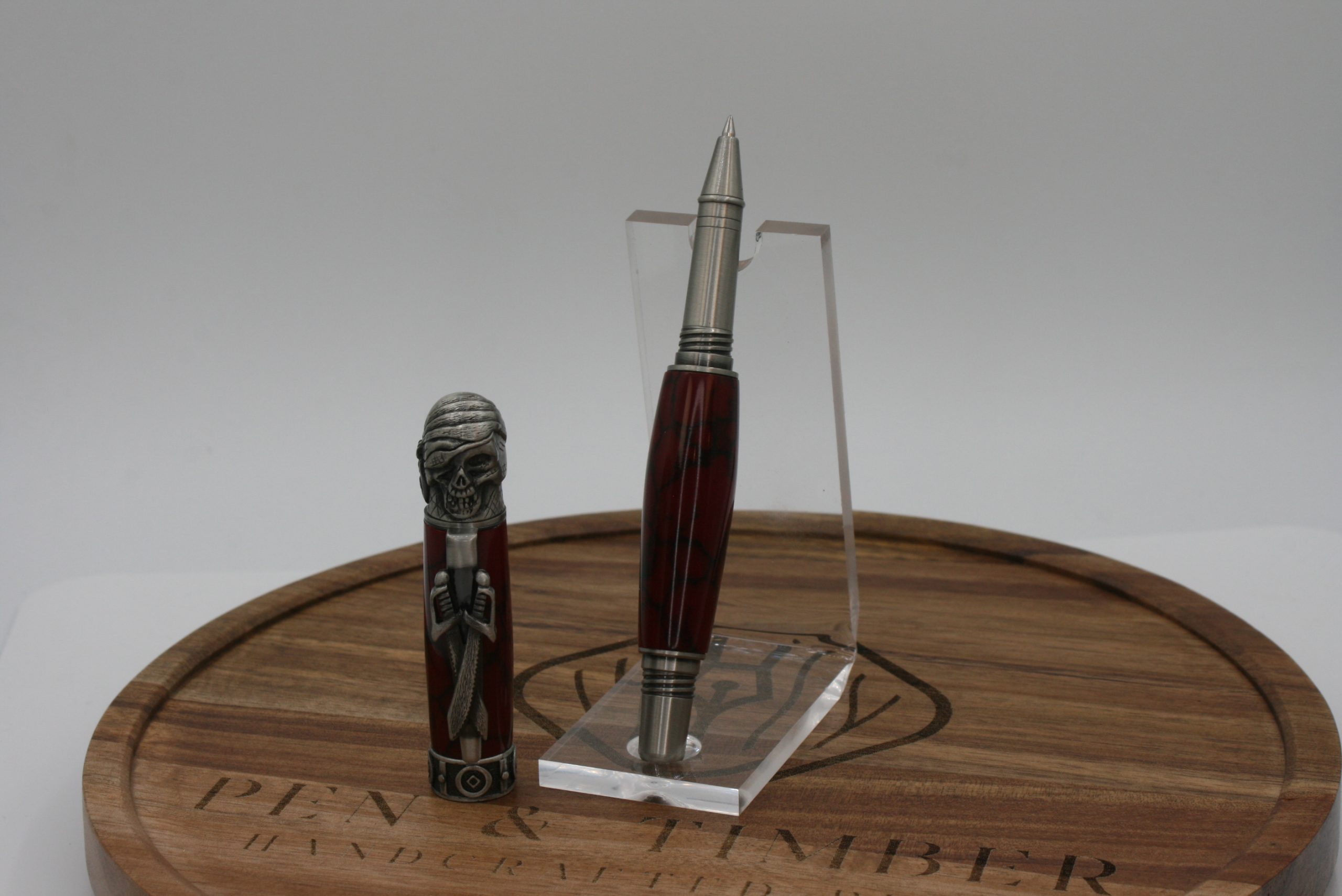 Crimson Corsair Rollerball Pen – Antique Pewter Pirate Design with Fiery Red Stone Look for a Bold, Legendary Writing Experience - Image 6