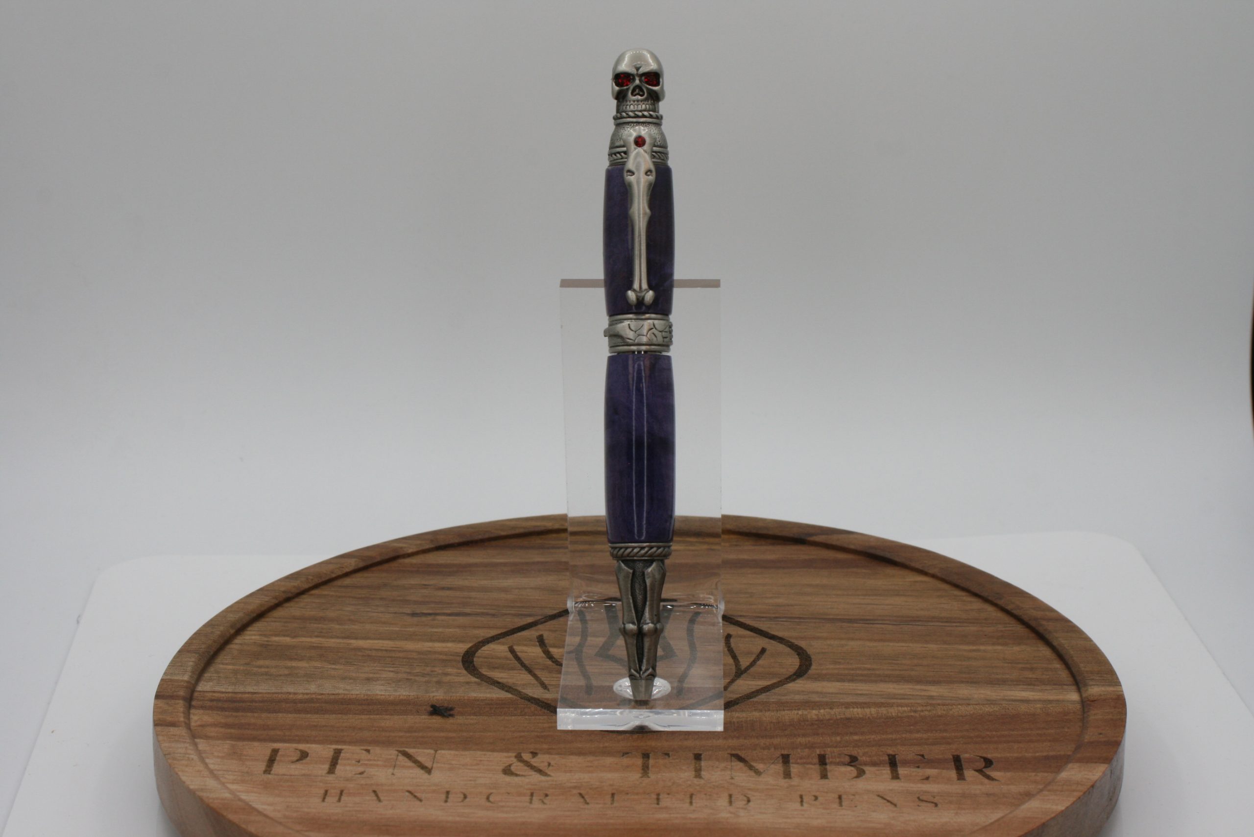 Skull Antique Pewter Twist Pen with Stabilized Box Elder – A Fierce, Gothic Writing Statement - Image 4