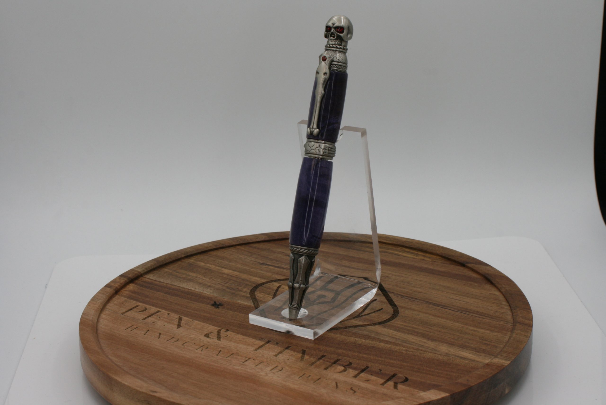 Skull Antique Pewter Twist Pen with Stabilized Box Elder – A Fierce, Gothic Writing Statement - Image 5