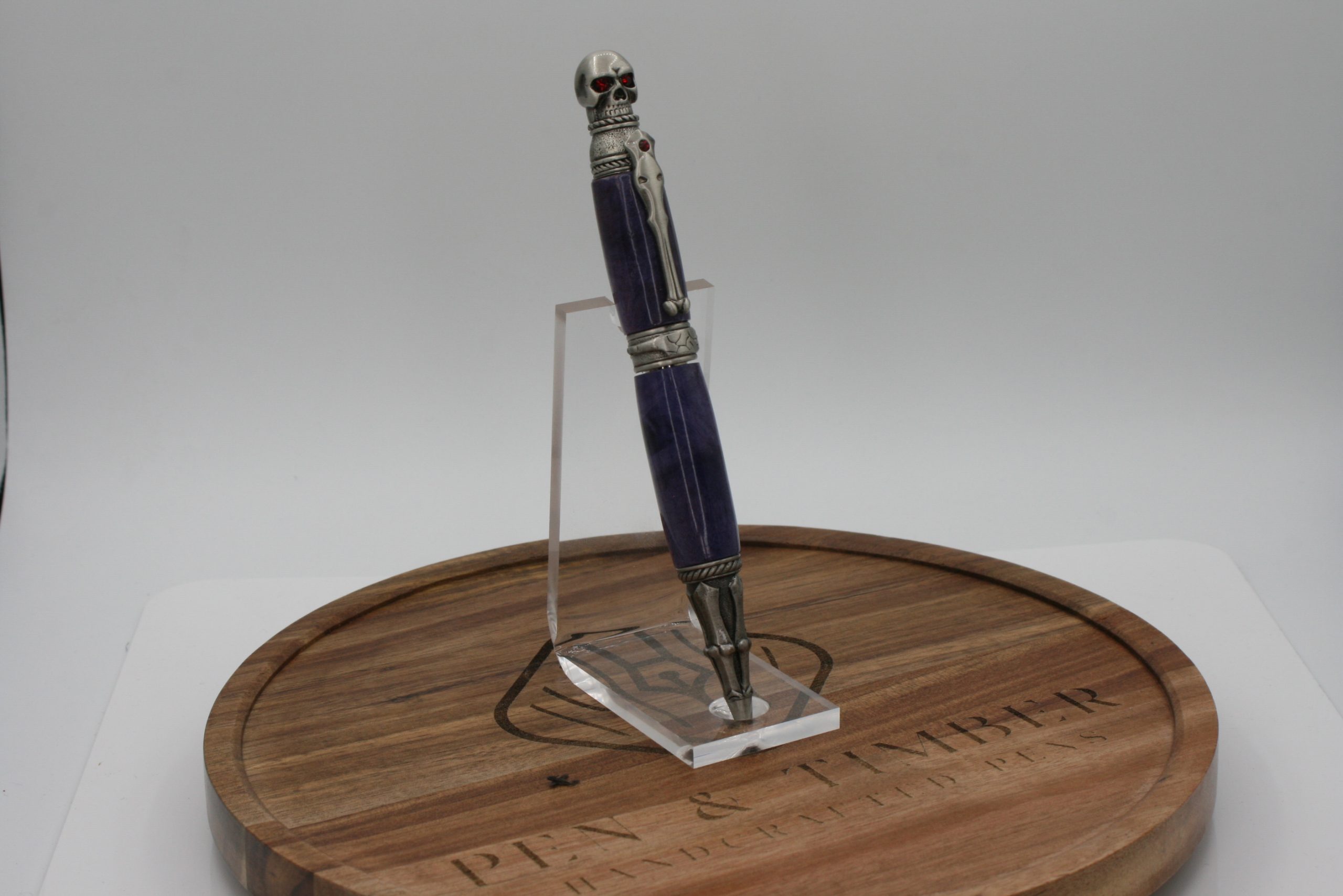 Skull Antique Pewter Twist Pen with Stabilized Box Elder – A Fierce, Gothic Writing Statement - Image 6