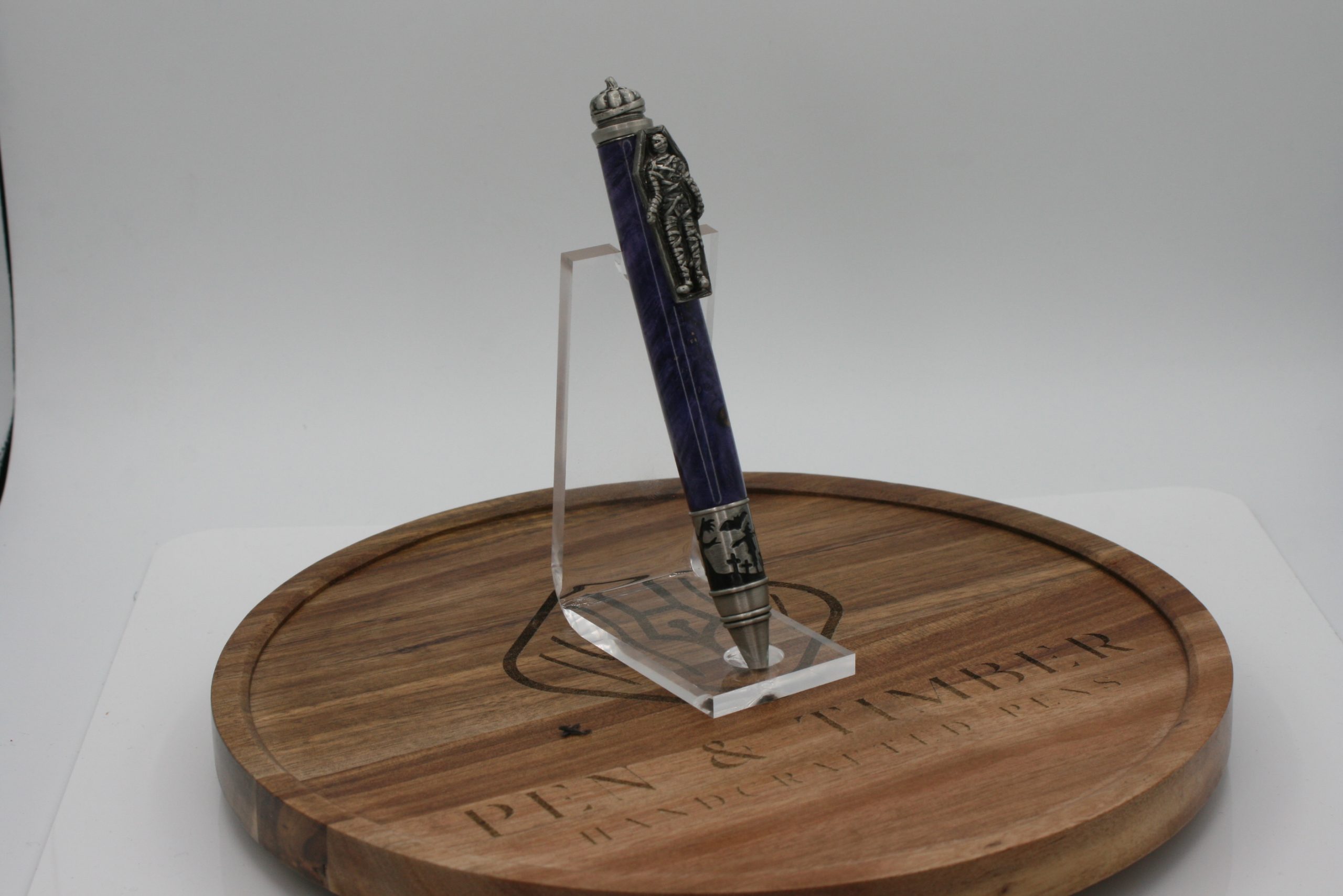 Haunted Halloween Twist Pen in Antique Pewter with Stabilized Box Elder – A Spooky, Stylish Writing Treasure - Image 3