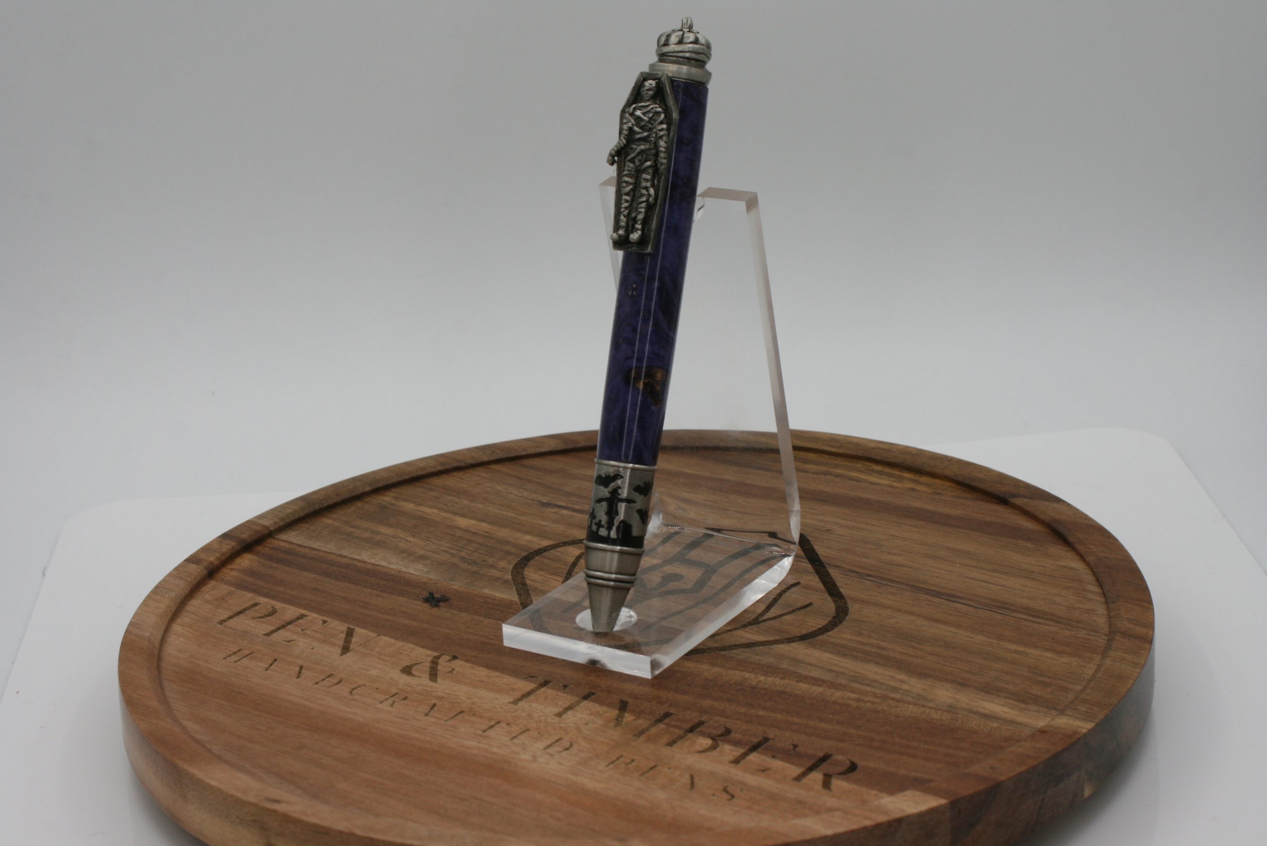 Haunted Halloween Twist Pen in Antique Pewter with Stabilized Box Elder – A Spooky, Stylish Writing Treasure - Image 4