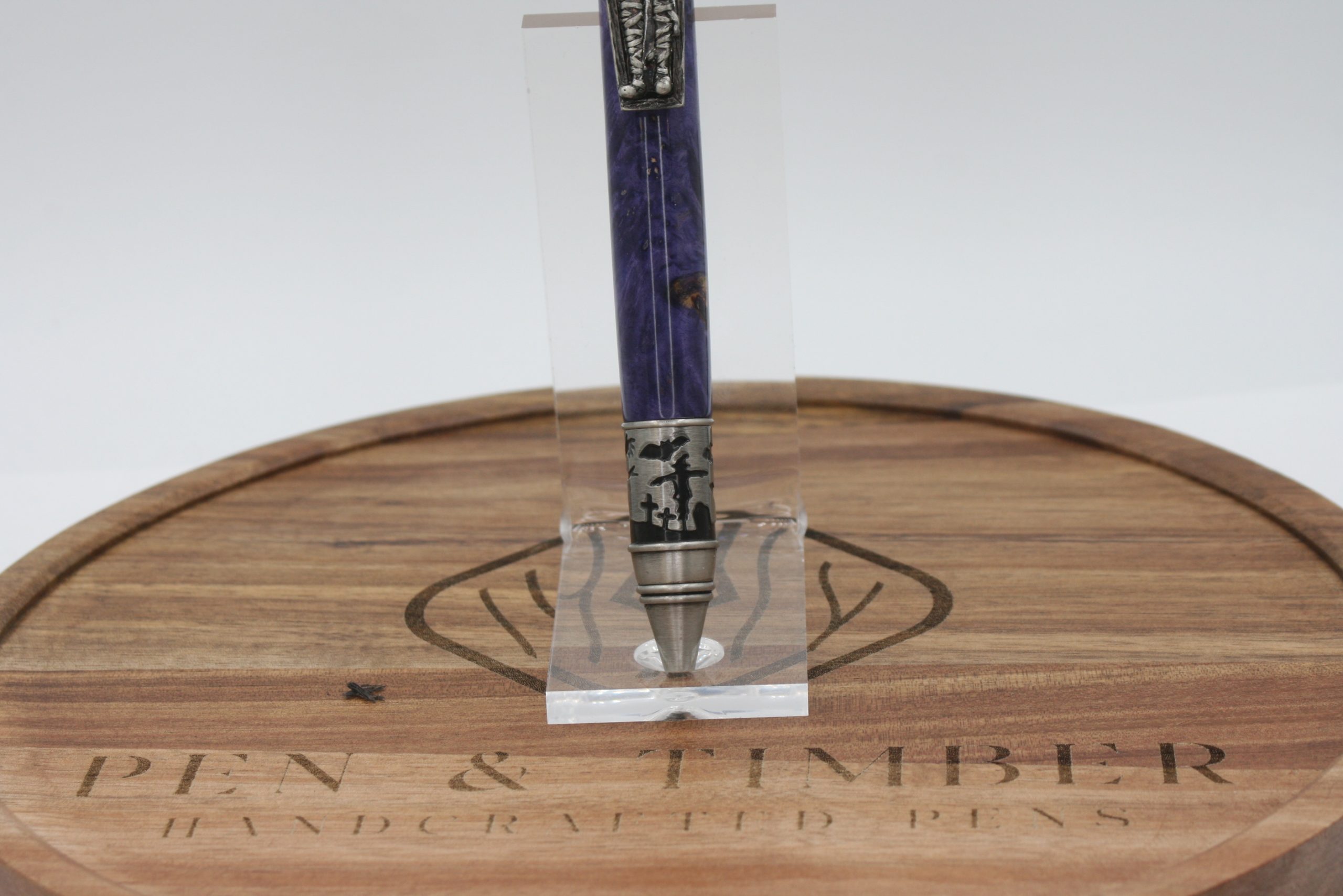 Haunted Halloween Twist Pen in Antique Pewter with Stabilized Box Elder – A Spooky, Stylish Writing Treasure - Image 6