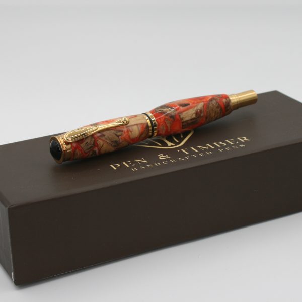 Jr. Retro Rollerball Pen | Orange Dreamsicle Cholla | Handturned Exotic Resin Writing Instrument